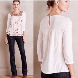 Anthropologie Akemi + Kin Veyo Embroidered Blouse